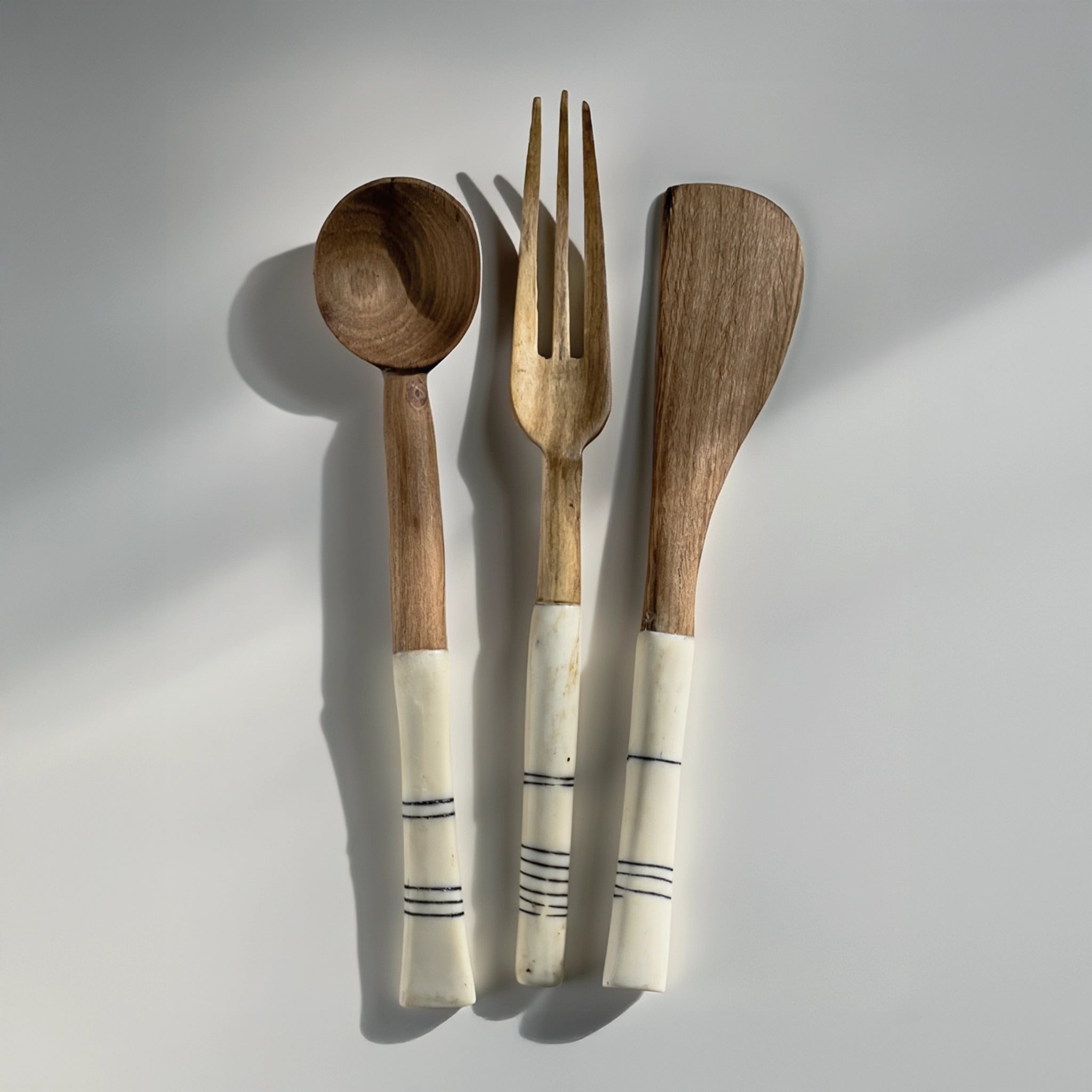 Olive wood & Bone Serving Utensils