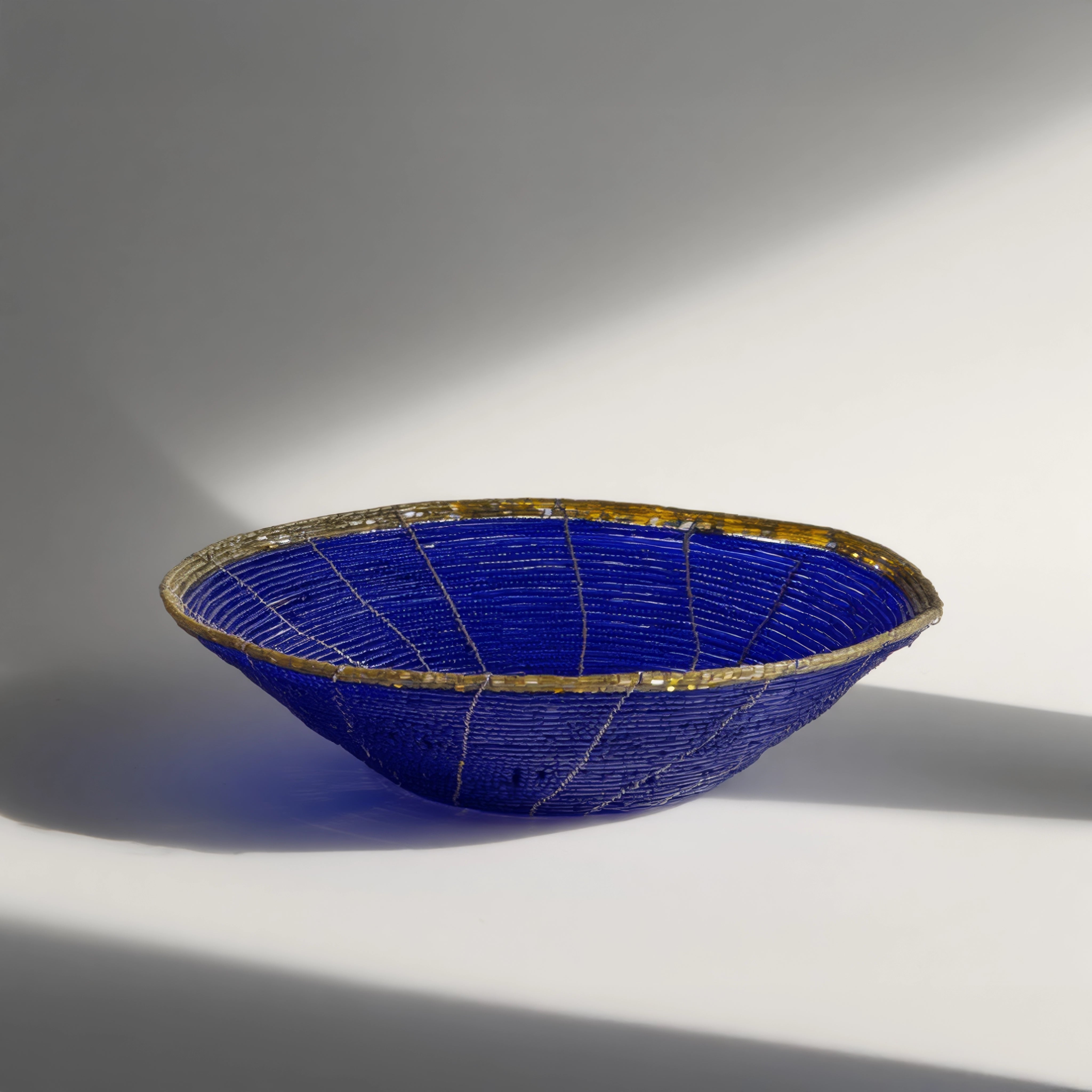 Woven Wire and Glass Bead Bowl