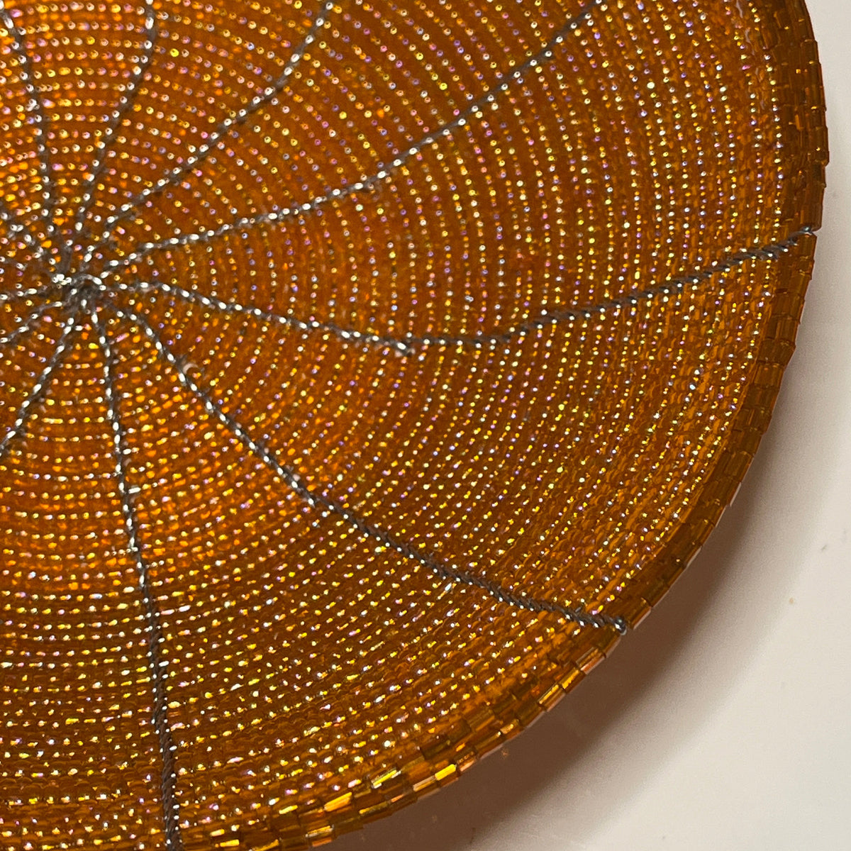Woven Wire and Glass Bead Bowl, 6"