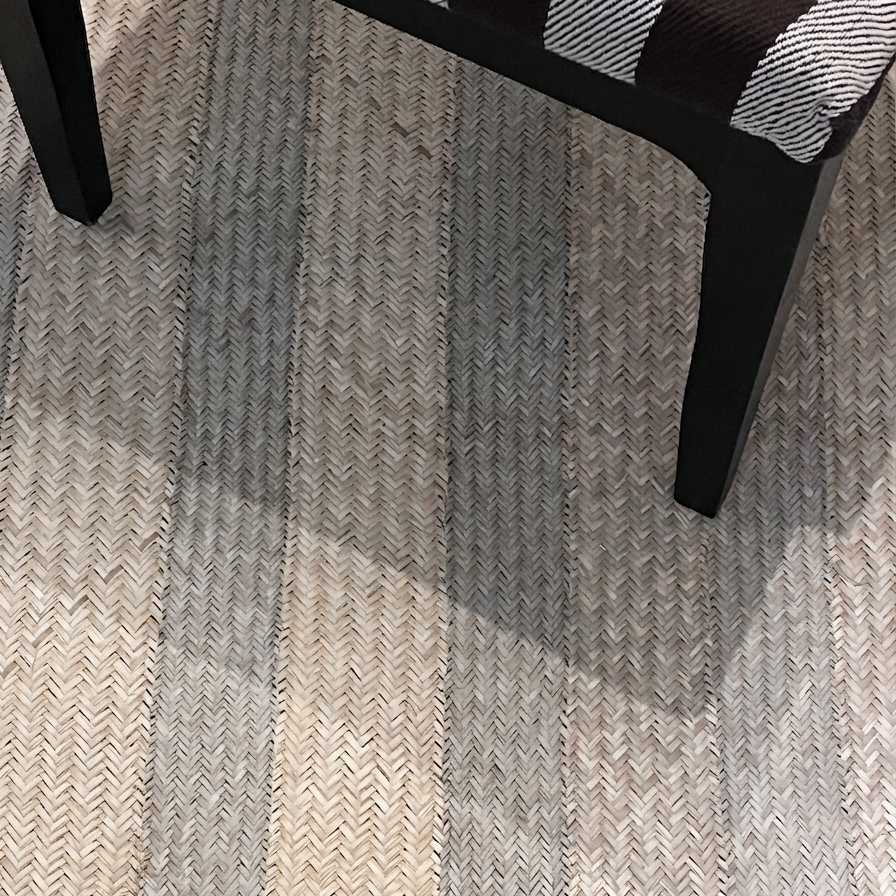 Striped Fine-Weave Palm Floor Mats