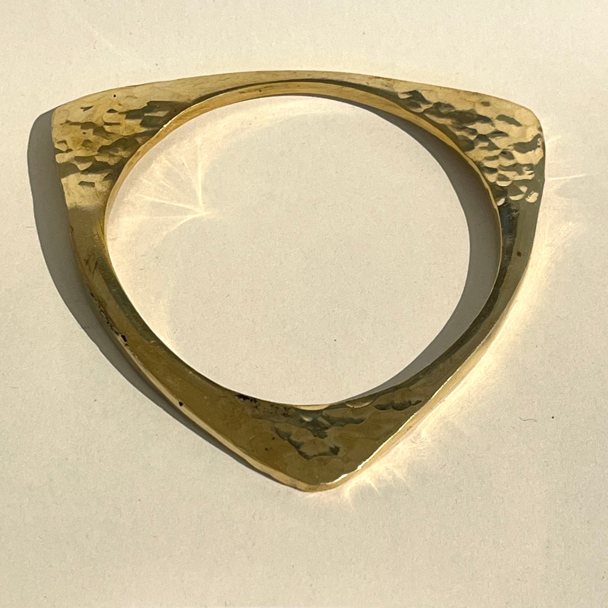 Brass Triangle Bangle, hammered