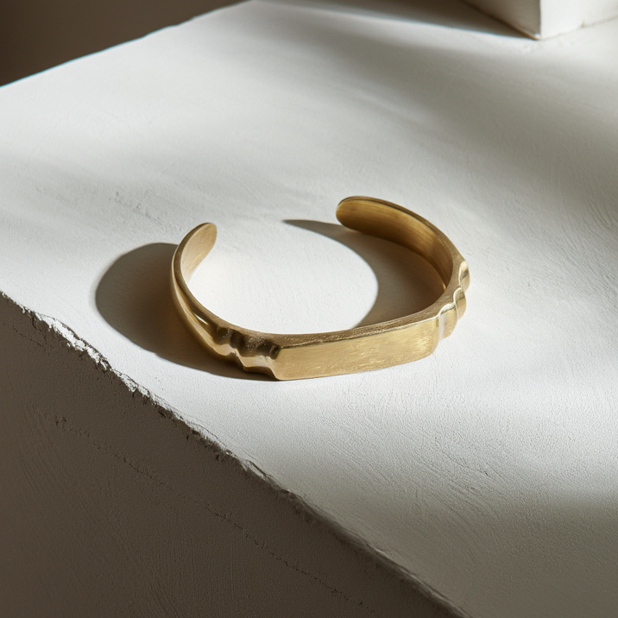 Deco Nameplate Brass Cuff Bangle