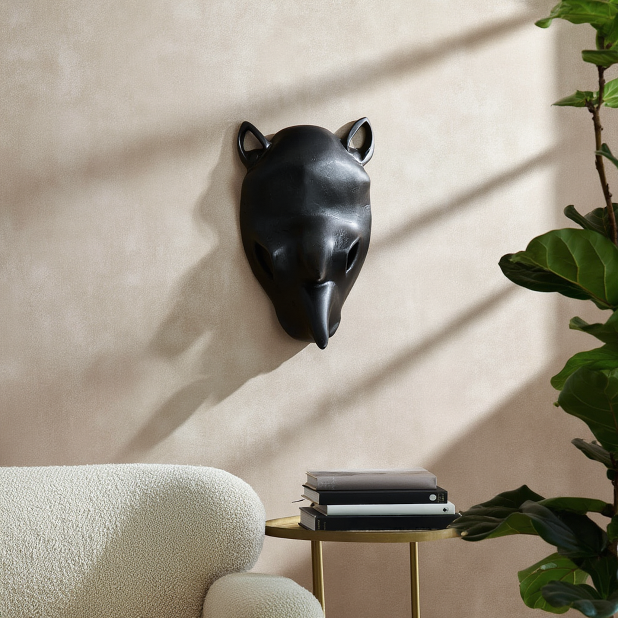 Ebony Wood Rhino Mask