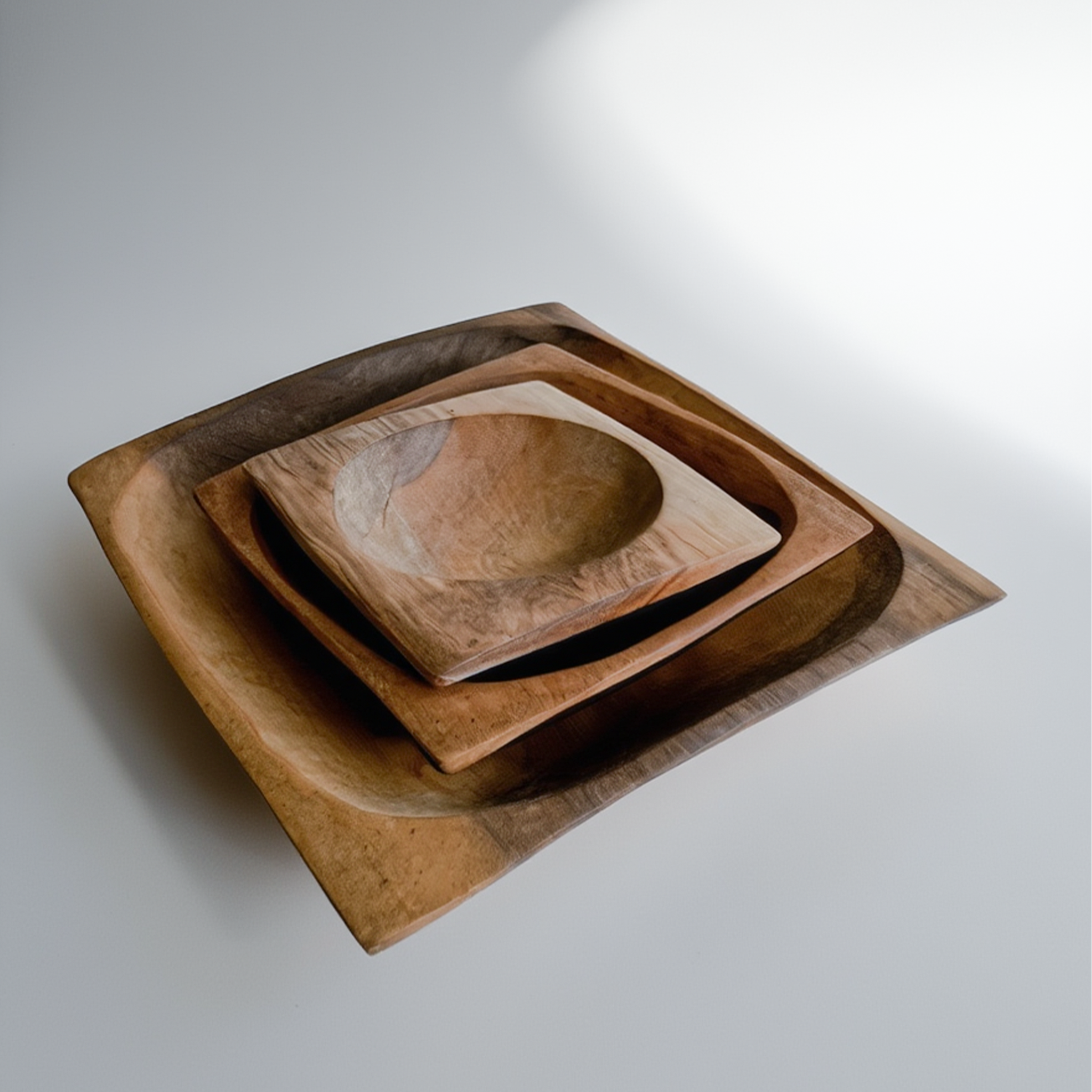 square acacia wood bowls