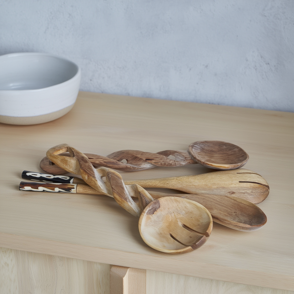 Twisted Serving & Cooking Wood Spoon