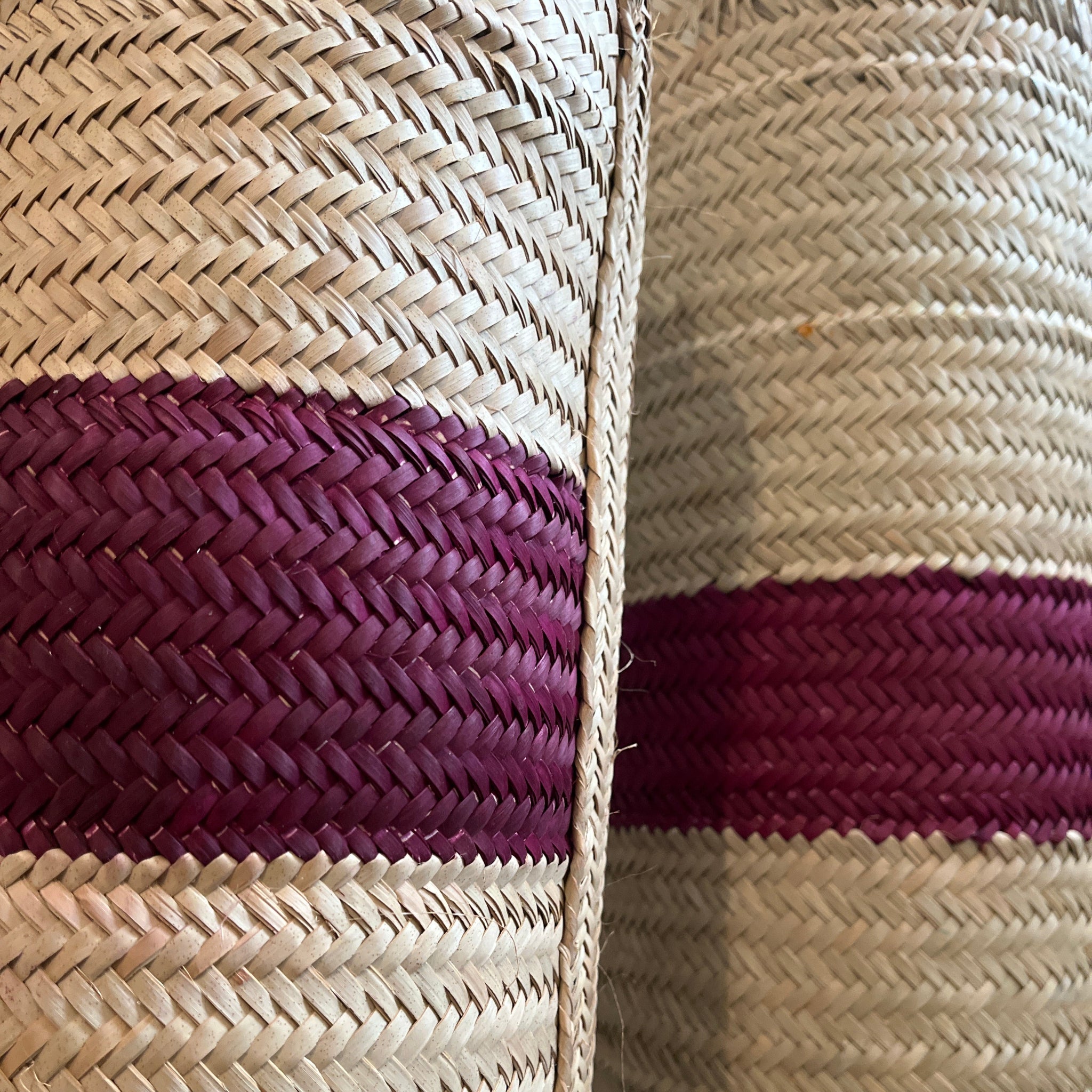 Striped Fine-Weave Palm Floor Mats