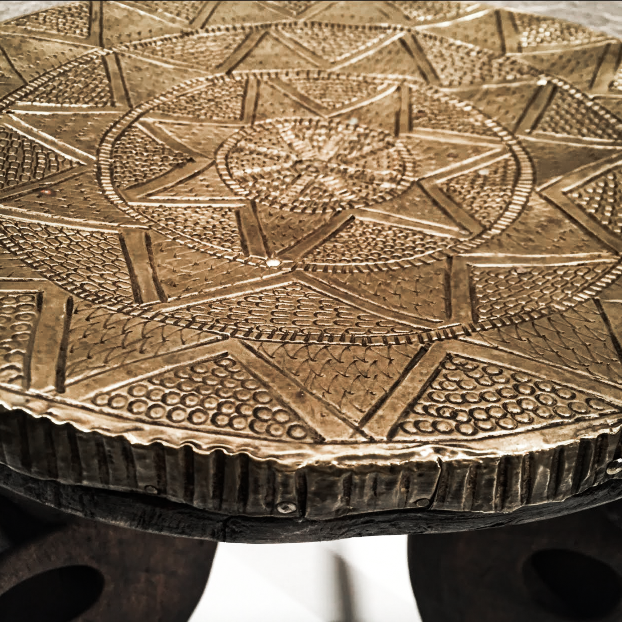 Hammered Brass & Jacaranda Stool