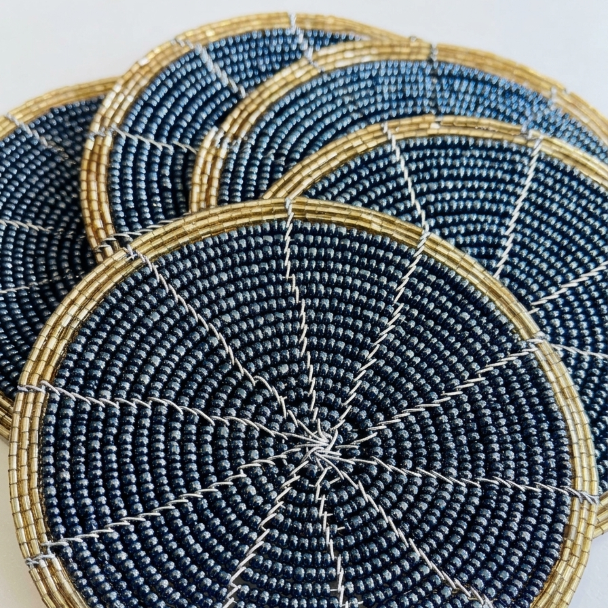 Woven Beaded coaster set, 6