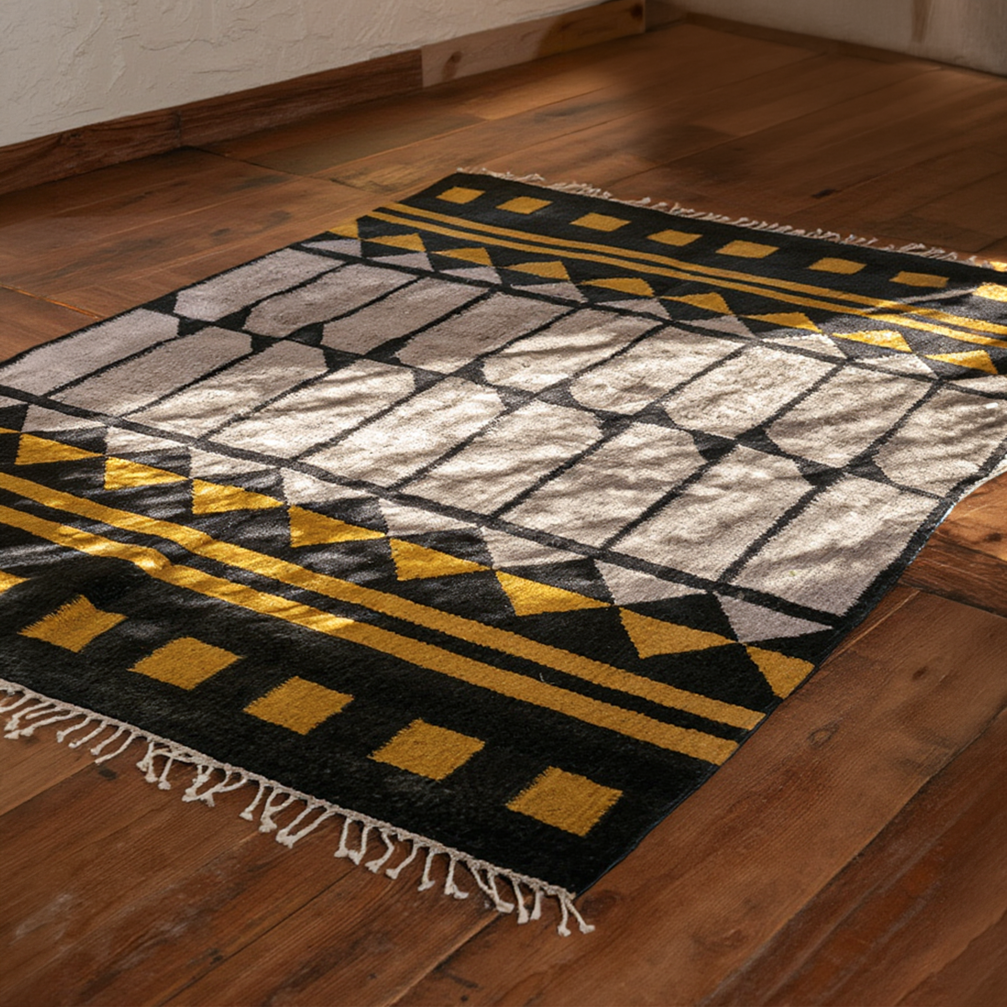 Merino Wool Patterned Heavy Rug