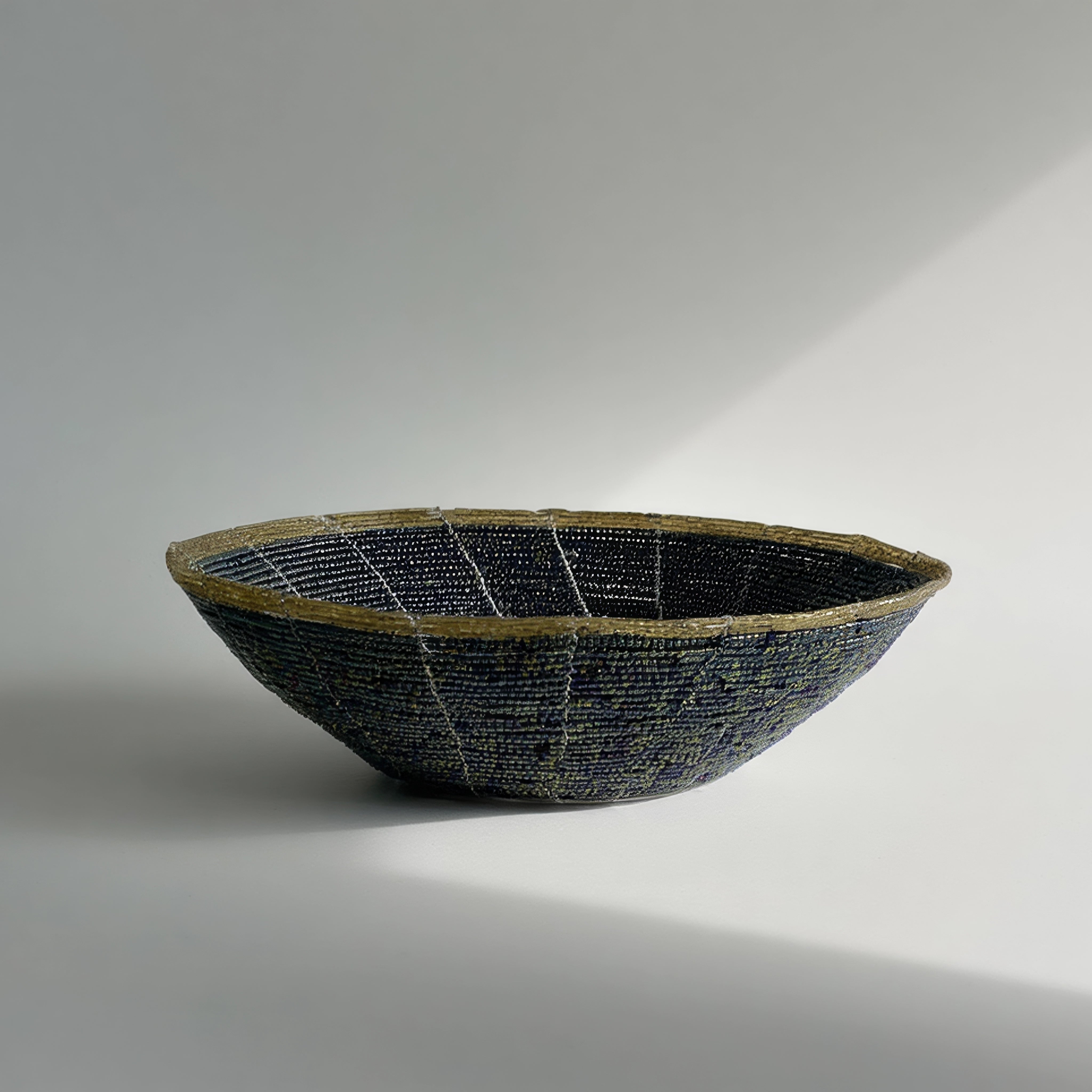 Woven Wire and Glass Bead Bowl