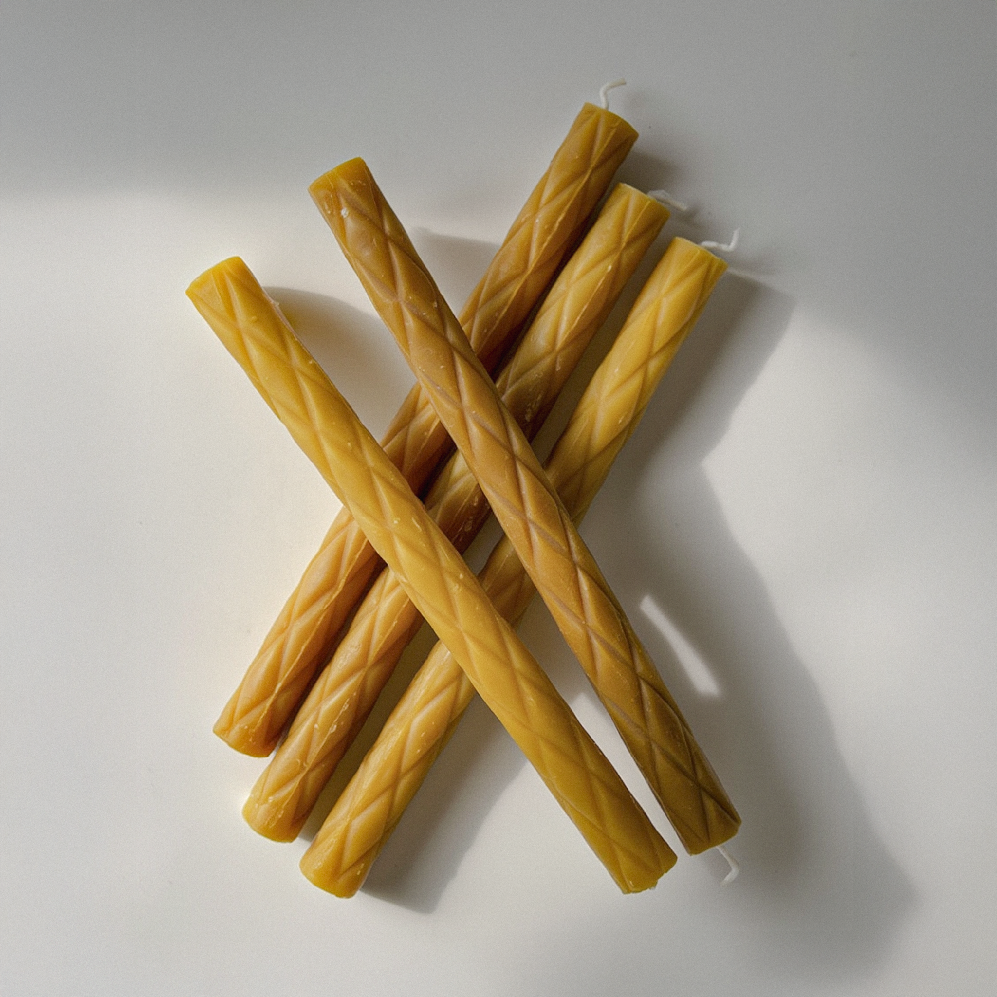 Pure Beeswax diamond Textured Candles, set of 4