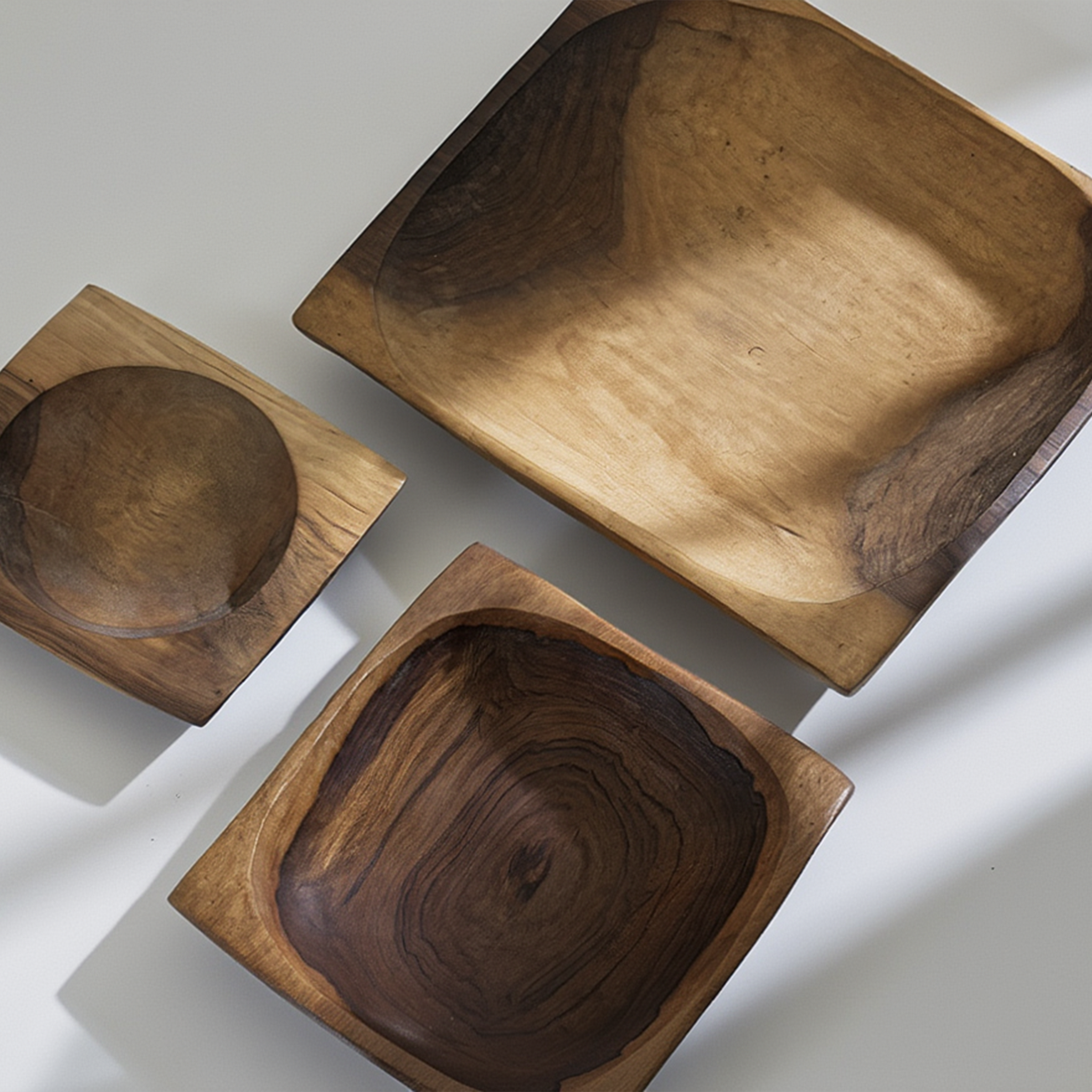 square acacia wood bowls