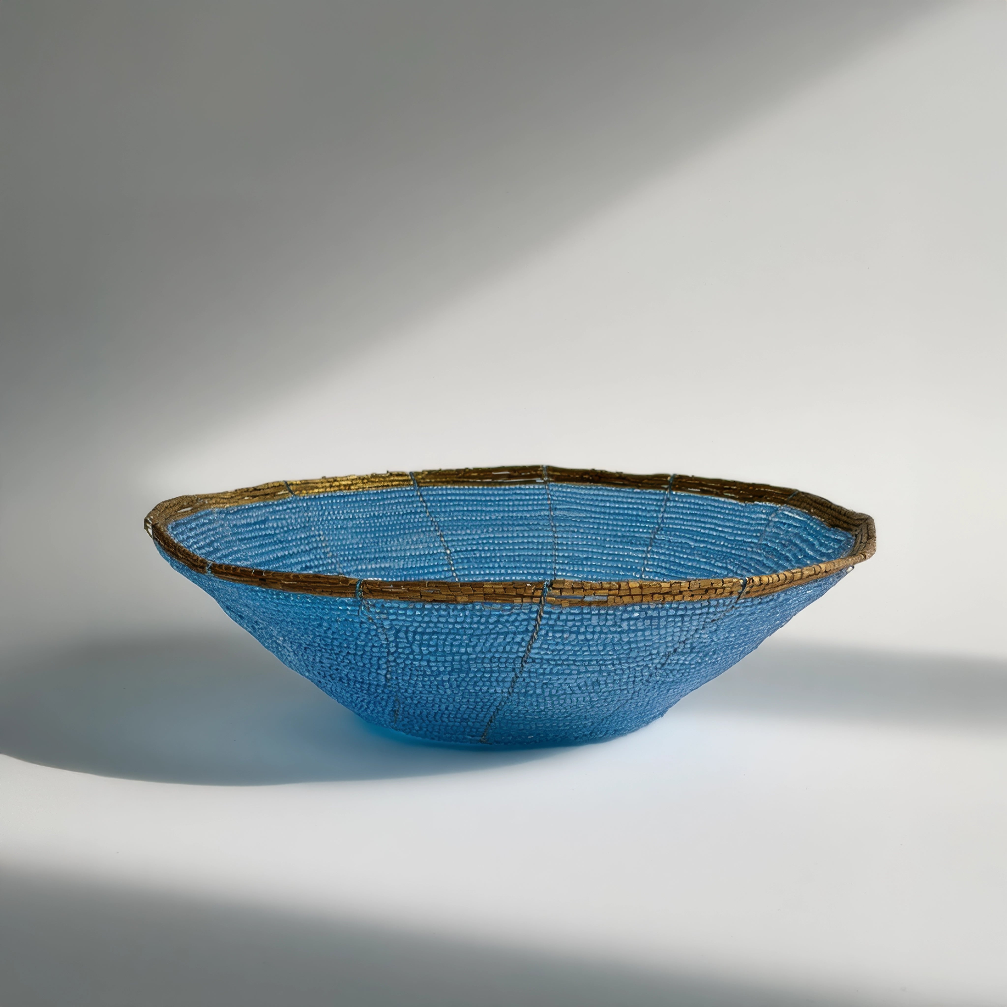 Woven Wire and Glass Bead Bowl